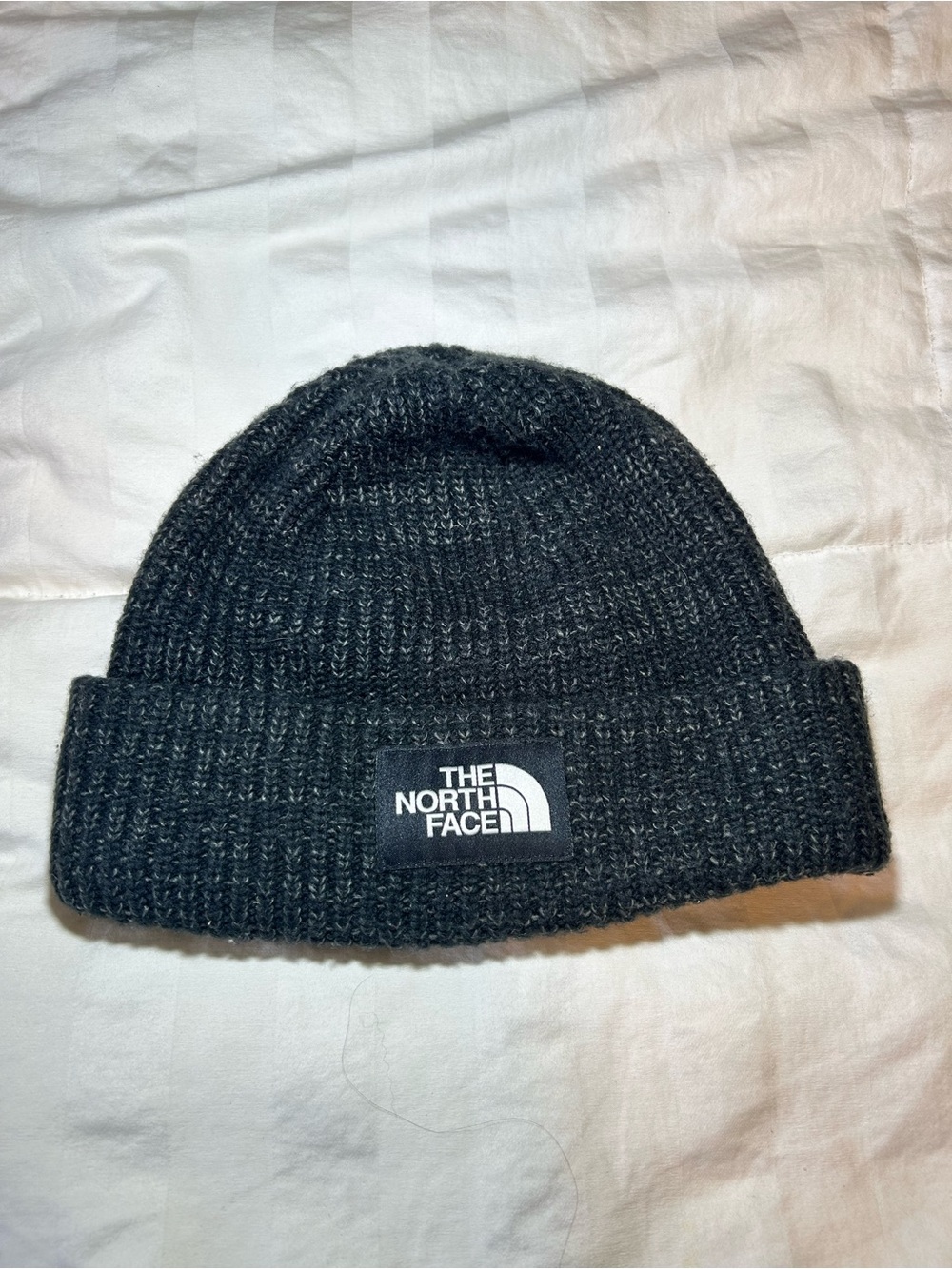 The North Face Speckled Ribbed Cuffed Beanie with Logo Patch